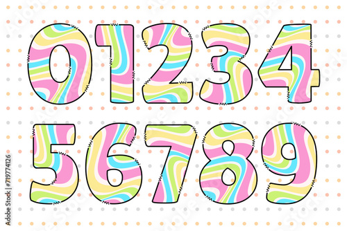 Handcrafted Easter number color creative art typographic design
