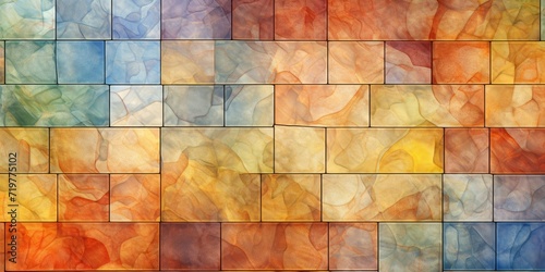 Multicolored digital tile design for interior home or ceramic tiles.