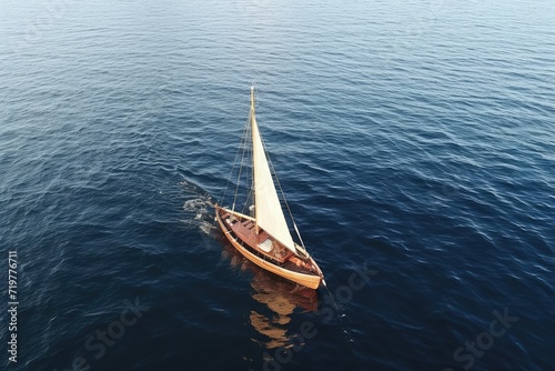 yacht boat sea sailing wind speed navigation freedom relaxation flow romantic photography aerial © Wiktoria
