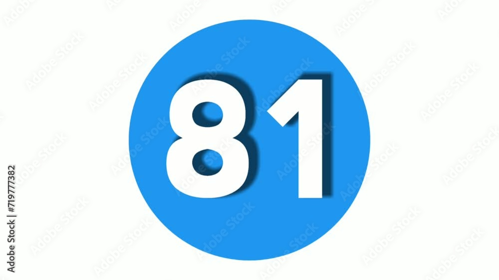 Number 81 sign symbol animation motion graphics icon on blue circle white background,cartoon video number for video elements Number 81 sign symbol animation motion graphics icon on blue circle white background,cartoon video number for video elements
