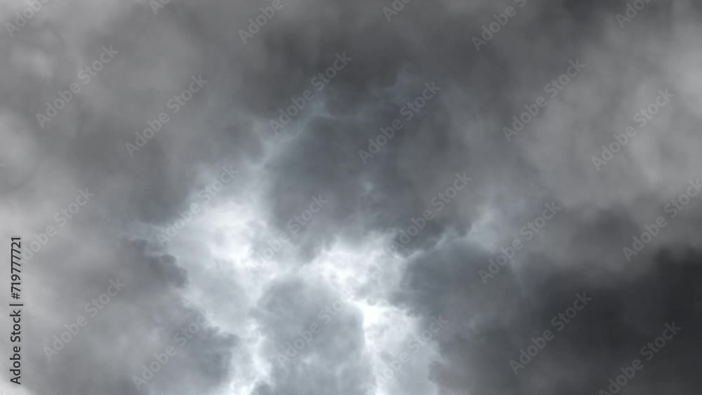 Supercell storm moving in dark sky.