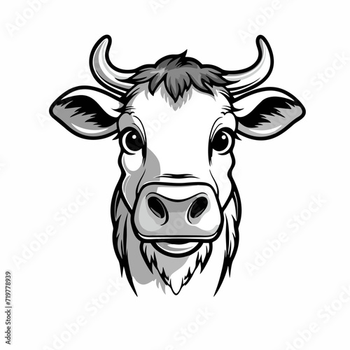 Cow portrait cow head vintage sketch hand drawn Vector illustration.