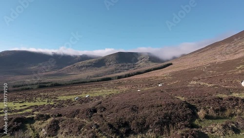 panning shot mountain panorama in mid winter Comeragh Mountains Waterford Ireland impressive uplands photo