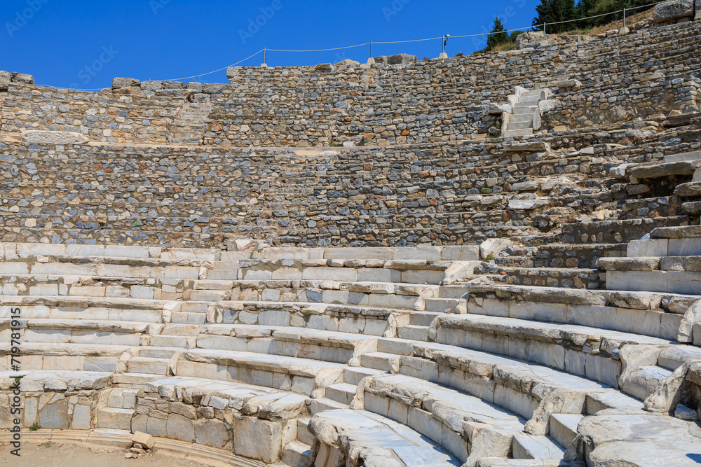 Ancient amphitheater in the city of Ephesus. Background with selective focus and copy space