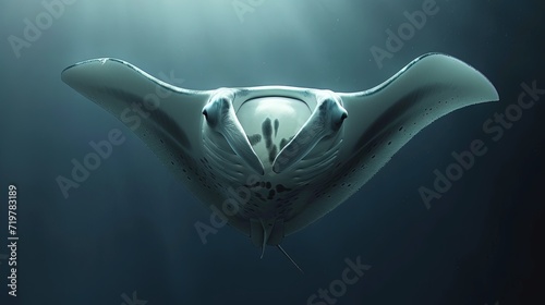 manta ray swimming under the ocean water