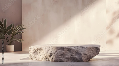 Stone podium for display product background for cosmetic, Product branding, identity and packaging inspiration photo
