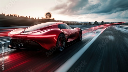 Speeding auto on the road, racing through motion with a luxurious design