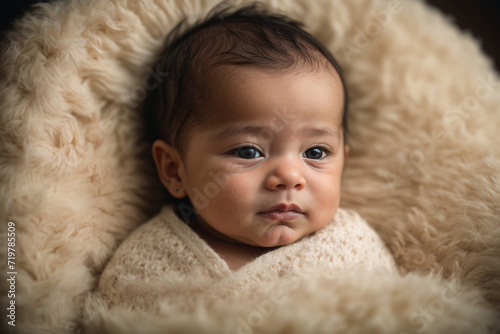 Portrait of a baby in brown tones