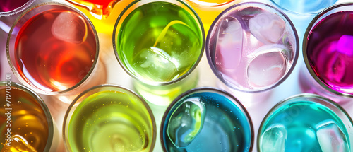Close-Up of Various Colored Glasses