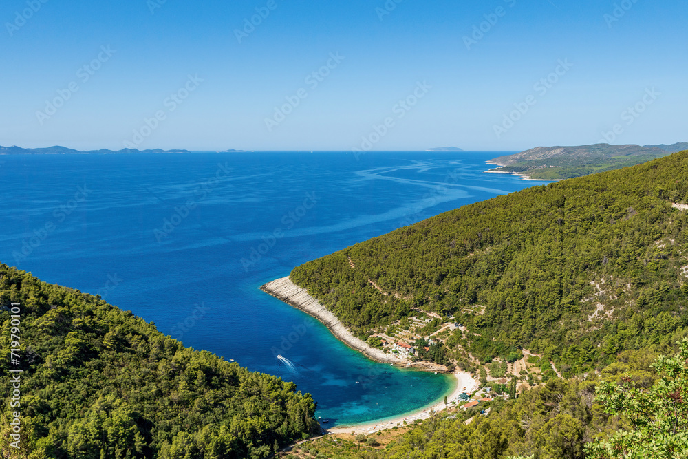 Amazing view of beach in Pupnatska luka cove on Korcula island, Croatia