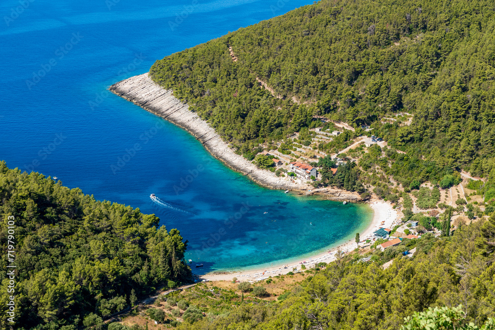 Amazing view of beach in Pupnatska luka cove on Korcula island, Croatia
