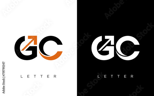 GC Letter And Arrow growth Marketing Logo Vector Template