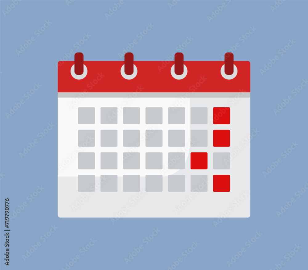 a calendar showing the date and time for each period of the month