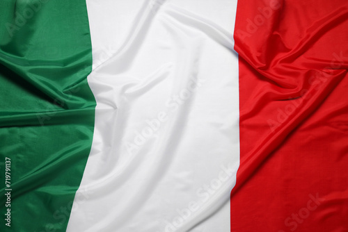 Flag of Italy as background, top view