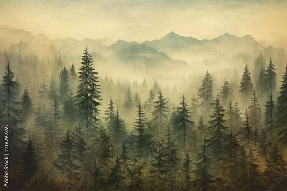 foggy forest view