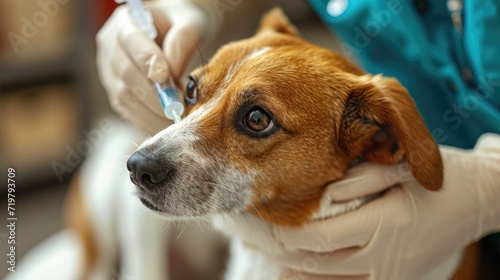 Veterinary Procedure: Dog Vaccination, Syringe Injection, Animal Healthcare, Pet Medical Treatment, Veterinary Care, Canine Immunization, Veterinary Medicine, Pet Health, Animal Welfare, © hisilly