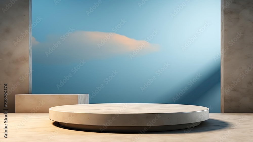 modern podium design for product display or product stand with cinematic background and lighting
