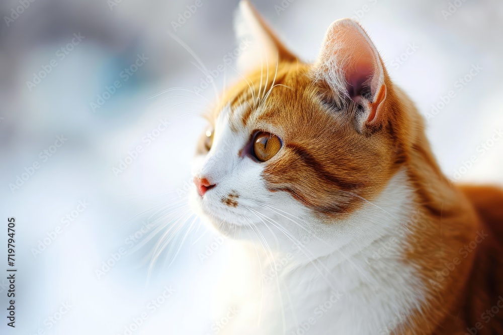 Graceful Feline: Cat Perched on White Background