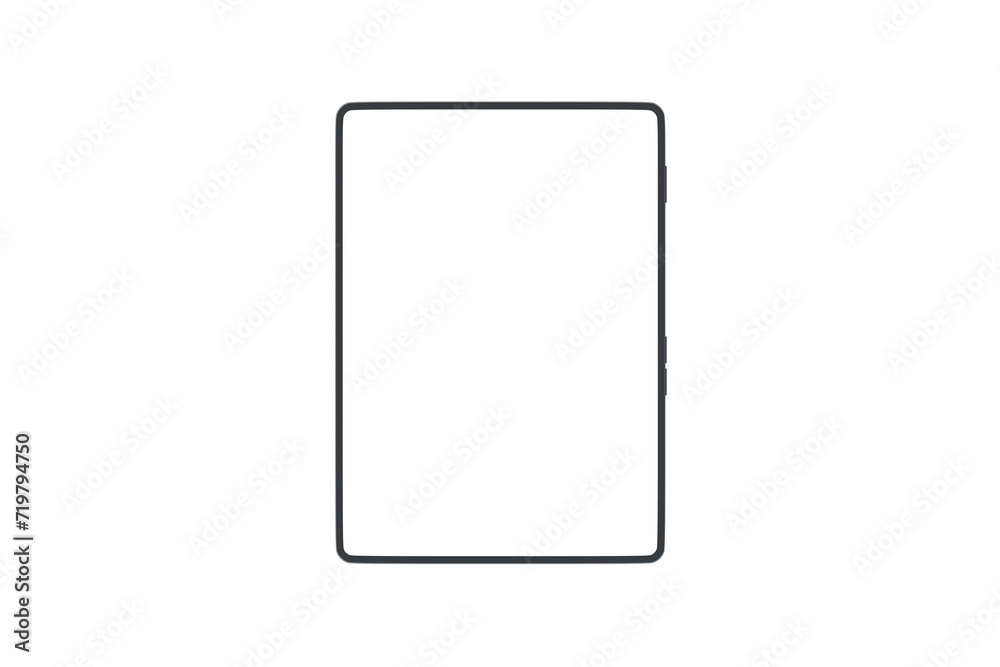 Ebook with blank screen isolated on white background. Top view. 3d render Ebook with blank screen isolated on white background. Top view. 3d render