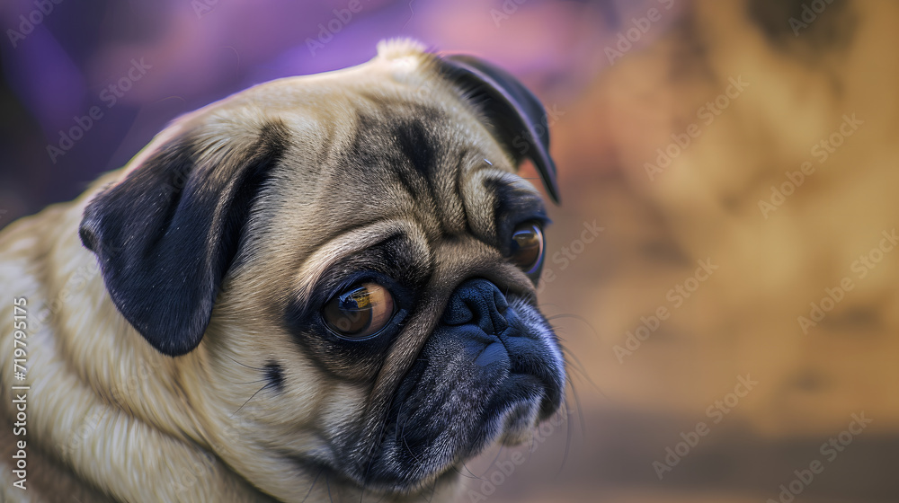 Close-Up of a Pug Dog With Blurry Background