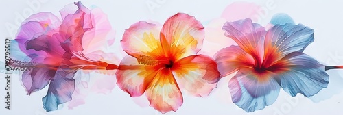 Watercolor exotic flowers
