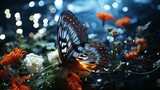 美しい蝶と綺麗な花