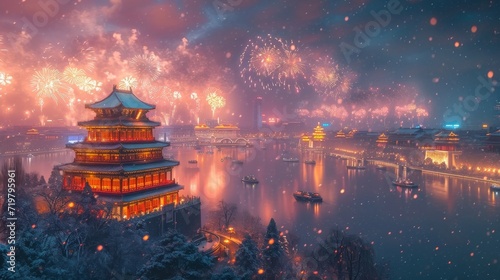 A fireworks celebration in the Forbidden City for Chinese New Year.  © Elle Arden 