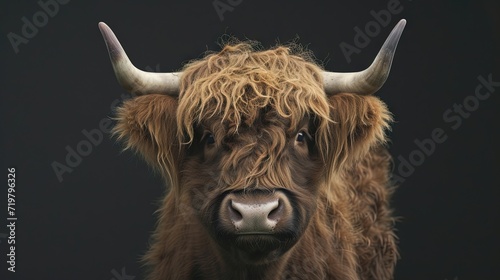 scottish highland cow closeup headshot