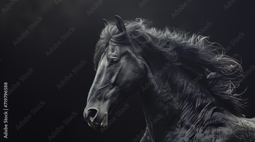 black horse on black black horse on black