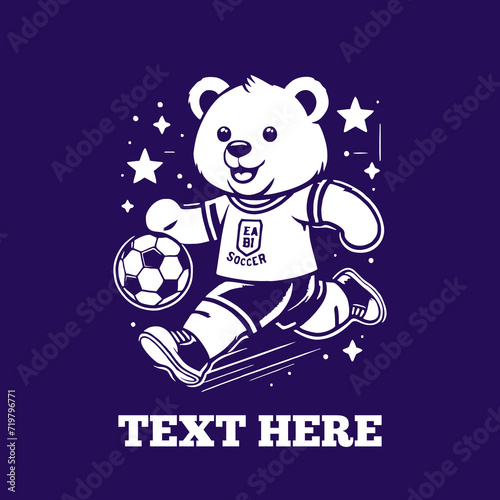 funny panda cartoon play ball icon, mascot logo, vector illustration