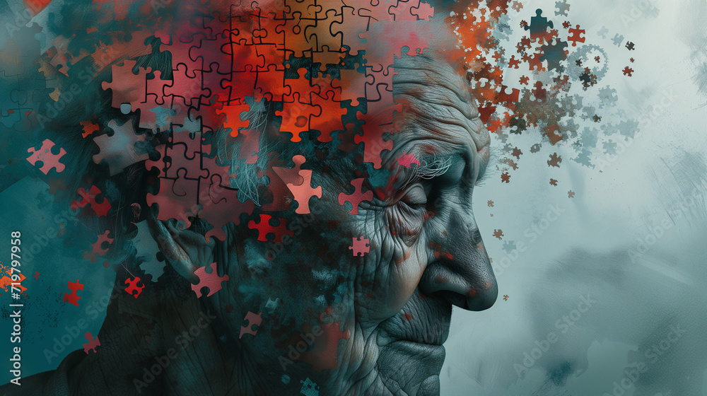 Abstract Illustration of dementia alzheimer, loss of memory, vascular, states of mind