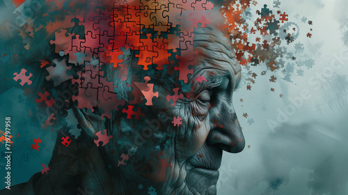 Abstract Illustration of dementia alzheimer, loss of memory, vascular, states of mind