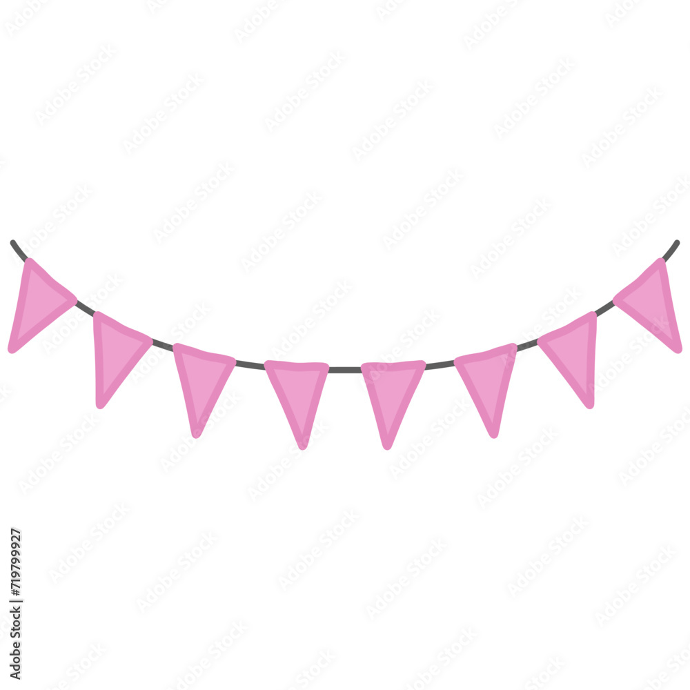 Pink Streamer Flags Pennants Vector Illustration