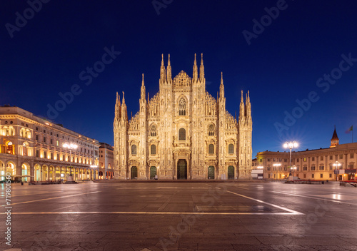Cathedral of the Nativity of the Virgin Mary in Milan at dawn.