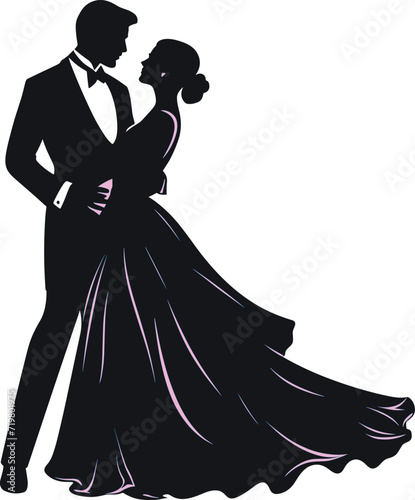 Ballroom Dance Passion, Couple in Purple Attire Vector Design