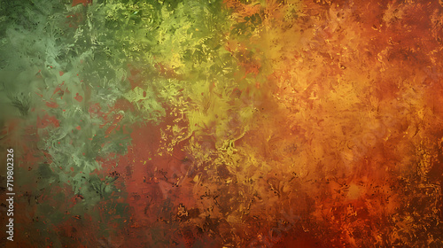 Vibrant Painting With Green, Yellow, and Red Background