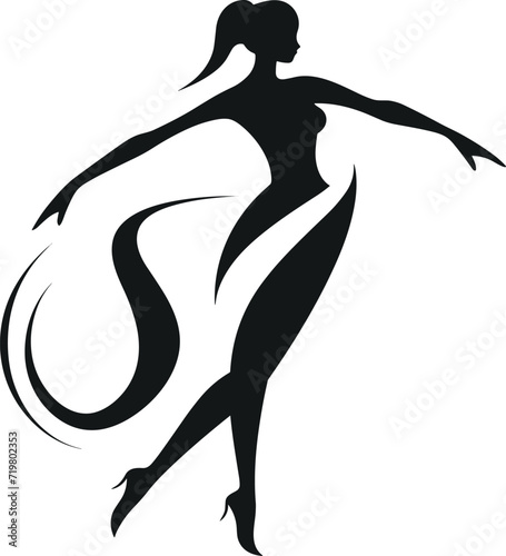 Graceful Ballroom Dance Duo - Abstract Rhythmic Dance Vector Illustration