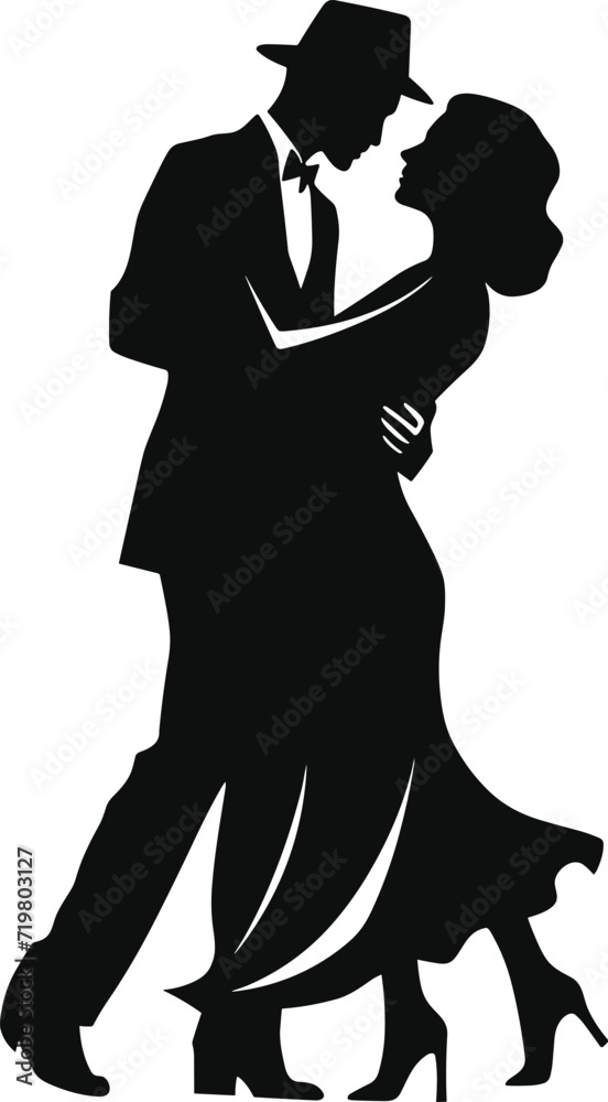 Chic Tango Dancing Duo - Timeless Dance Vector Illustration Chic Tango Dancing Duo - Timeless Dance Vector Illustration