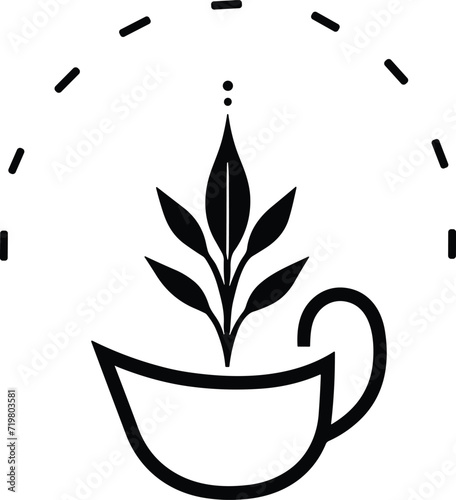Hot Cup with Plant Steam Vector Concept