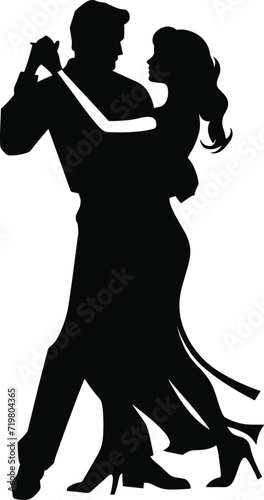 Romantic Couple Performing Salsa Dance in Silhouette Style