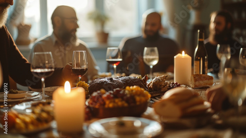 Jews share the Jewish holiday of Passover matzo along with kosher red wine photo