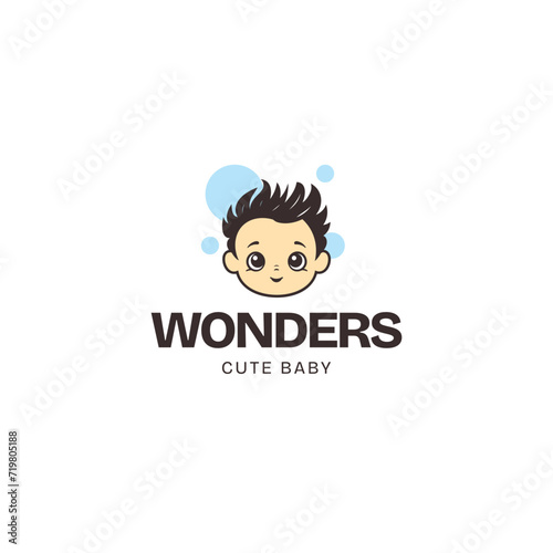 smiling cute baby face vector art illustration logo