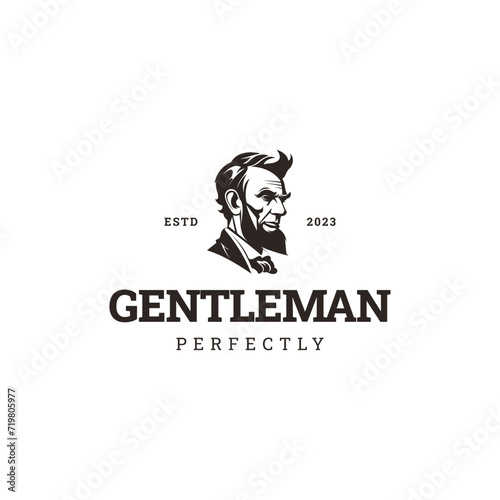 Man with beard icon logo design template,gentleman with beard moustache logo vector