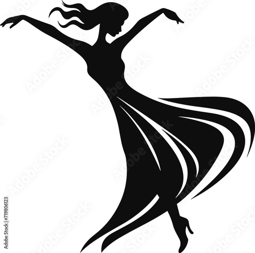 Artistic Modern Dance Figure in Motion Silhouette Vector Logo