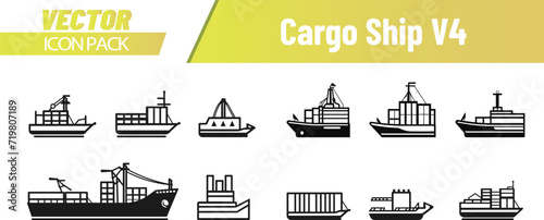  Maritime Logistics Vector Collection – Cargo Ship Illustrations, Trading Vessels