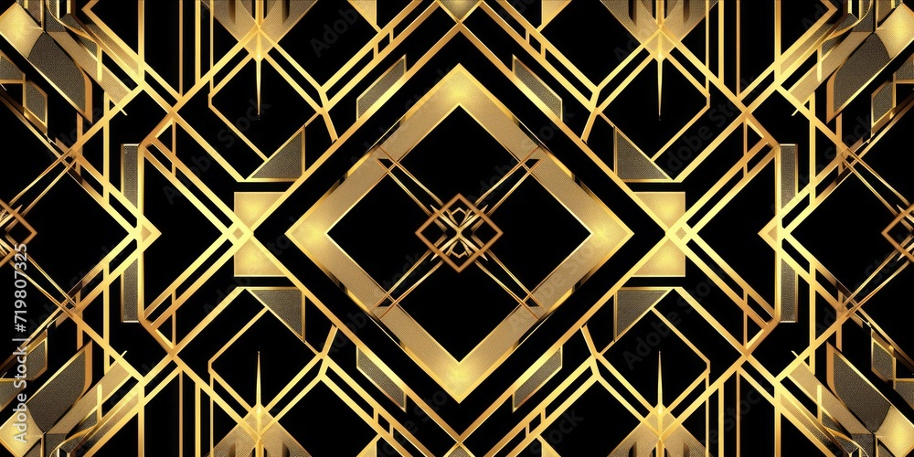 Geometric art deco pattern with gold and black design Geometric art deco pattern with gold and black design