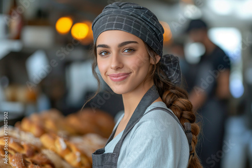 Woman Baker, Young Independent Entrepreneur in a Pastry Business, Team Workers Making Bread, Workplace Equality on Women's Day