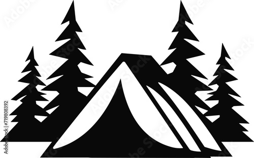 Contemporary Camping Vector Art with Mountain and Tent