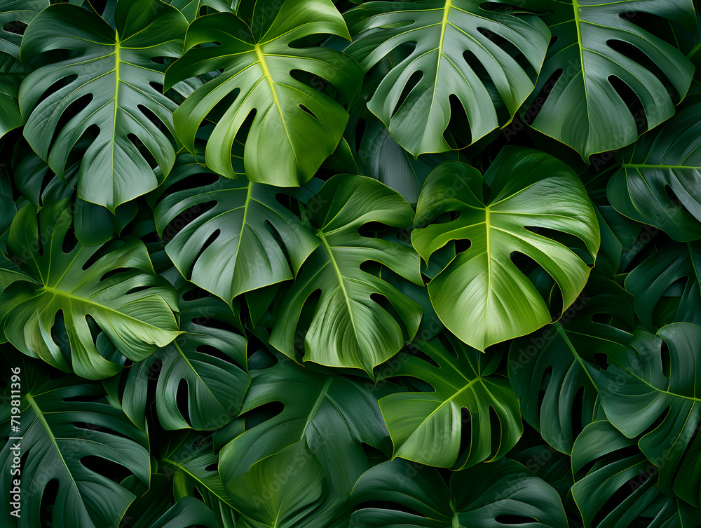 Obraz premium background with monstera leaves