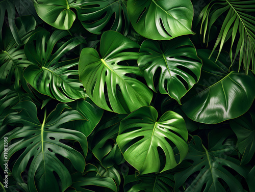 background with monstera leaves